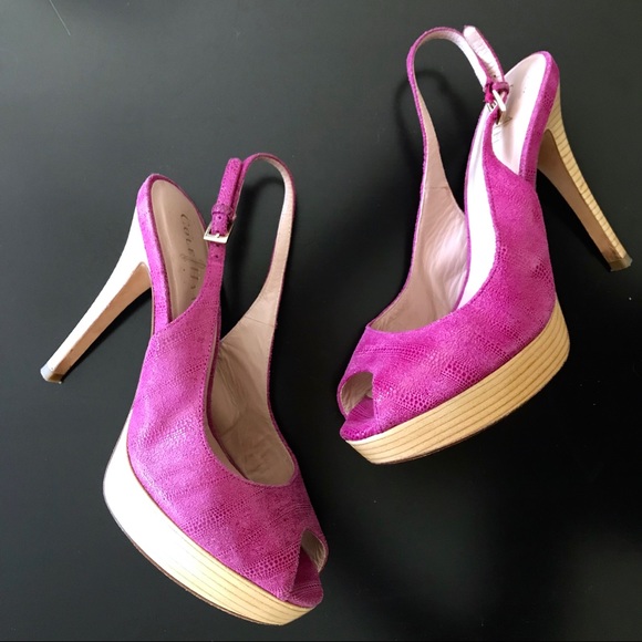 Cole Haan Shoes - Cole Haan Air Chelsea fuchsia suede slingback heel